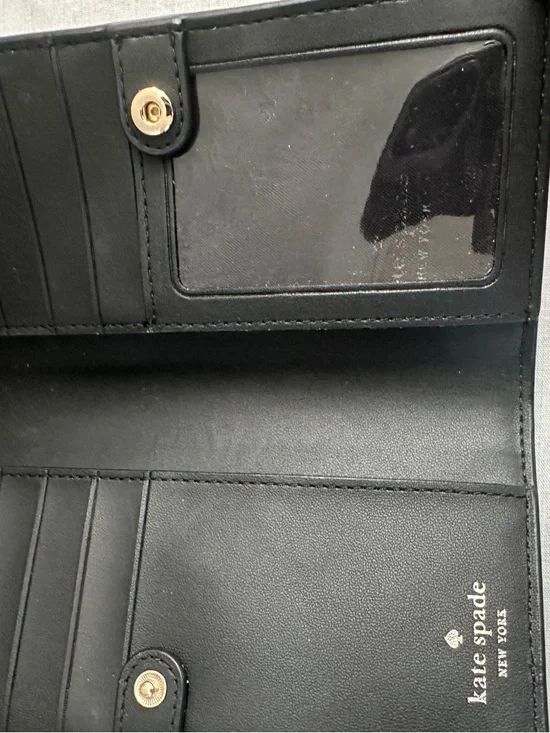 Kate Spade New York Saffiano Leather Wallet Black Blush Bifold Snap Zip Womens - Picture 5 of 9